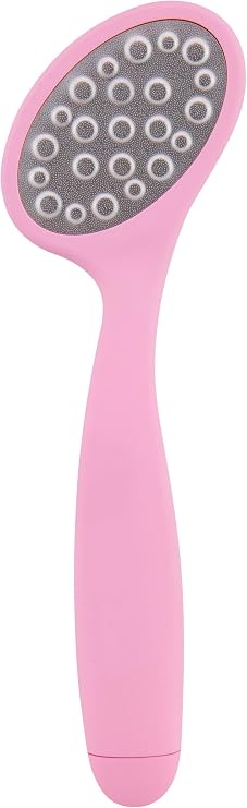 Relaxus Happy Heels Double-Sided Foot File with Secret Mini File, Ergonomic Stainless Steel Foot Scraper for Dead Skin Removal and Smooth Feet (Pink)