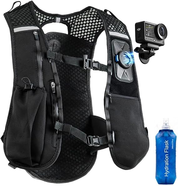 Running Vest with Action Camera Mount Compatible with GoPro Hero 13/12/11/10, Running Hydration Vest with 500ml Soft Flask for Trail Hiking