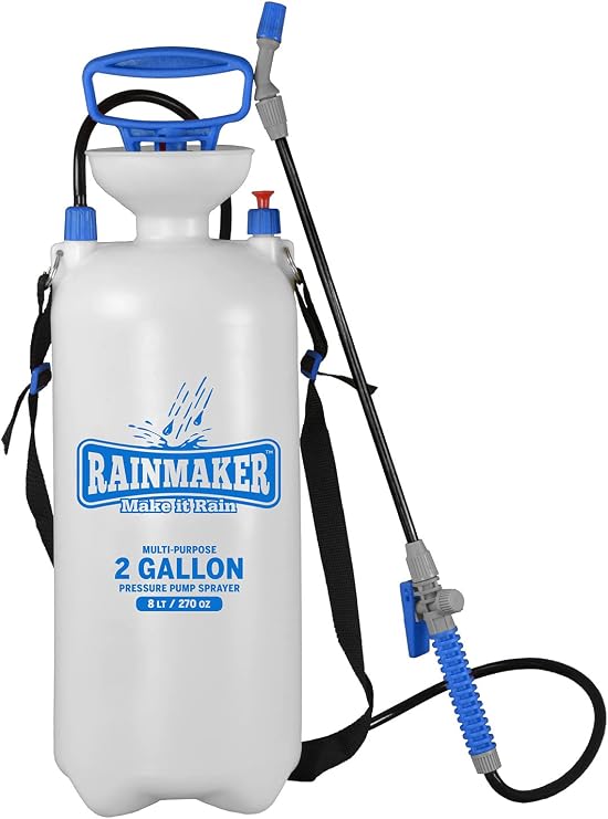 Rainmaker Multi-Purpose Pressure Pump Sprayer - For Home and Garden Applications, Easy-Pour No Mess Funnel Top, 2 Gallon