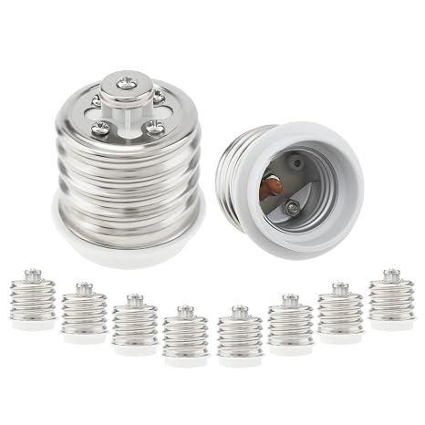 RTNLIT E39 to E26 Socket Adapter, Mogul Base E39 to Standard Medium E26 Screw Base Light Bulb Reducer Converter for Antique Floor Lamp (Pack of 10)