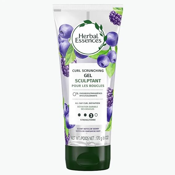 Herbal Essences Curl Scrunching Hair Gel, Curly Hair Gel, All Day Curl Definition, Hold Level 3, Berry Scent, 6 OZ