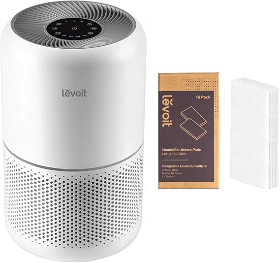 LEVOIT Air Purifier for Home Allergies Pets Hair in Bedroom & Aroma Pads 16 Pack, Humidifier Replacement Filters, Compatible with LV600S