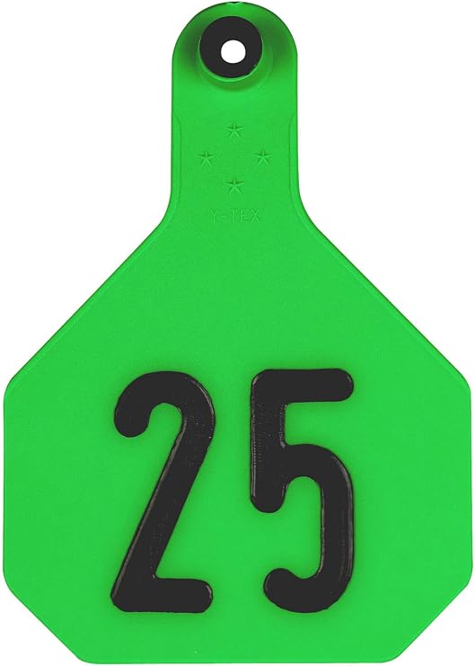 Y-Tex 4 Star Numbered Large Cattle Id Ear Tags Green 1- 25