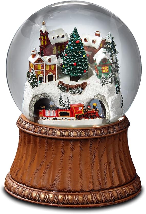 San Francisco Music Box Rotating Train Mountain Village Snow Globe