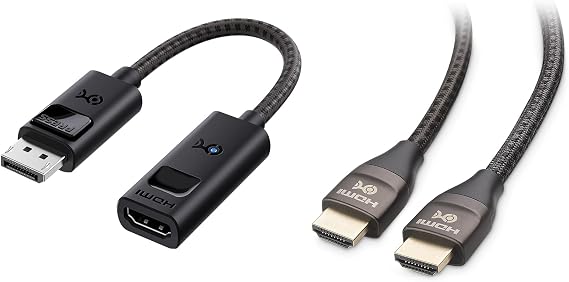 Cable Matters DisplayPort to HDMI 2.1 Adapter - 4K 120Hz or 8K 60Hz, 48Gbps Ultra HD HDMI Cable 6.6 ft / 2m