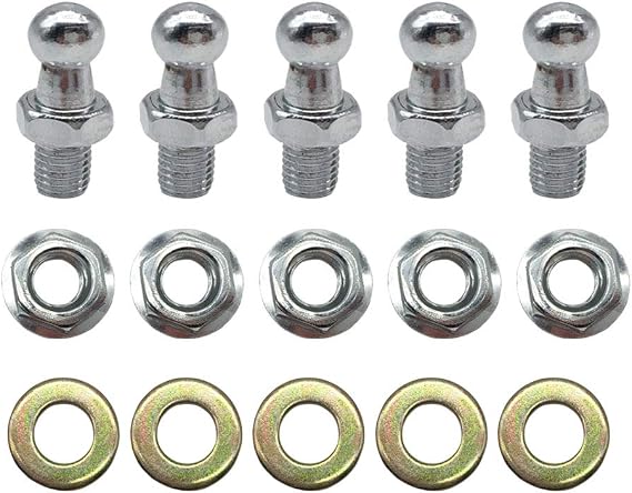 10mm Ball Studs with Hardware, 5/16-18 Screw Thread, 1/2" Long Shank, Silver, Front Suspension Lift Support