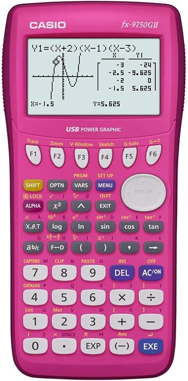 Casio fx-9750GII Graphing Calculator, Pink (FX9750GII-PK)