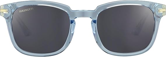 Serengeti - Ethan, Shiny Crystal Blue, Mineral Polarized Smoke Cat 2 to 3, Medium, Sunglasses, Unisex, Adult