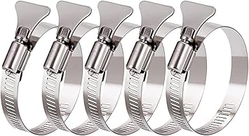 2 inch Hose Clamp, 5 PCS Adjustable 1.5"-2.5" Diameter Hose Clamps With Easy Turn Thumb Screw, 304 Stainless Steel Hose Clamps For Securing Hose, and Mechanical Applications