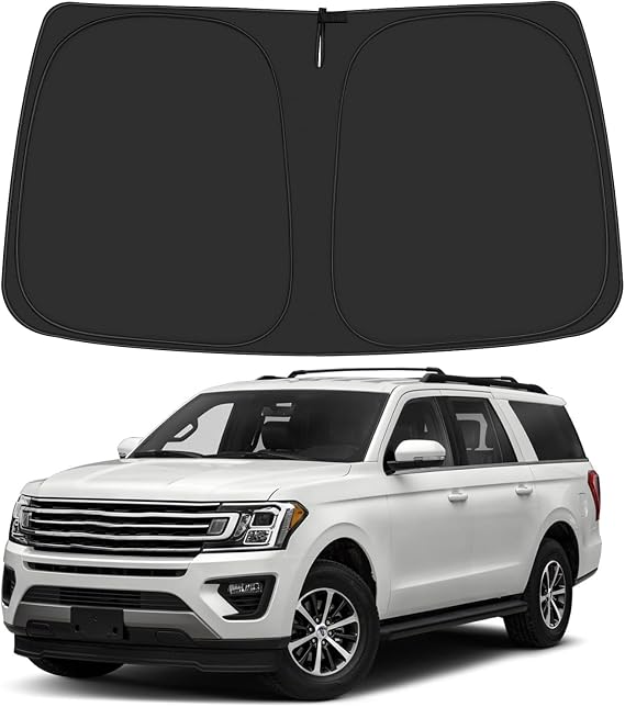 Windshield Sun Shade for 2018-2025 Fo-rd Expedition Accessories, Foldable Window Sunshade Sun Visor Protector, Front Windshield Sunshade Sun Shield Blocks UV Rays Heat