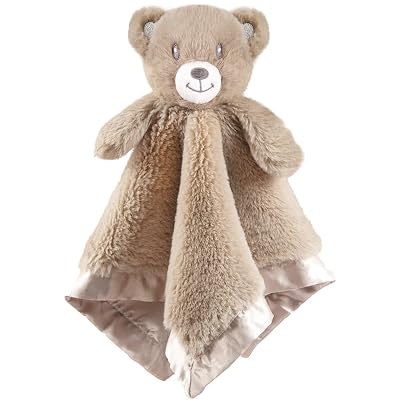 Baby Bear Security Blanket Soft Minky Baby Lovey Animal Plush Blanket Unisex Lovie Gift for Toddler, Boys and Girls, 16 Inch Dark Brown