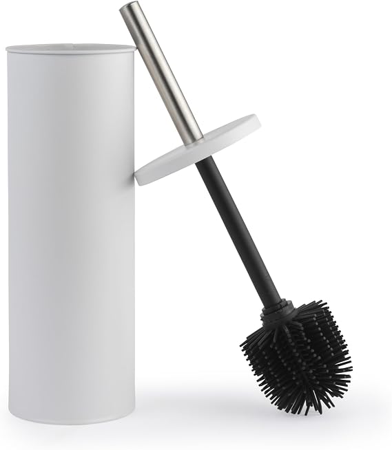 Beldray Toilet Brush And Holder Set, Silicone Bristles, White