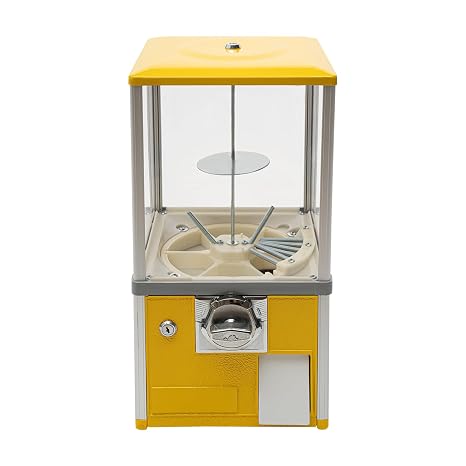 Mini Vending Gumball Machine, 25-Cent Vending Machines with Security Lock 20-Inch Home Vending Machine Small Capsule Vending Machine, Commercial Kids Gumball Machine for Game Retail Stores, Yellow