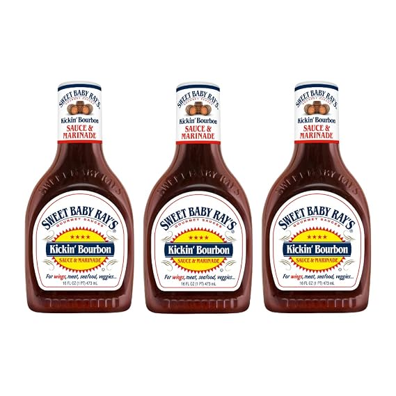 Sweet Baby Ray's Sauce and Marinade, Kickin' Bourbon 16 Fl Oz, (Pack of 3)
