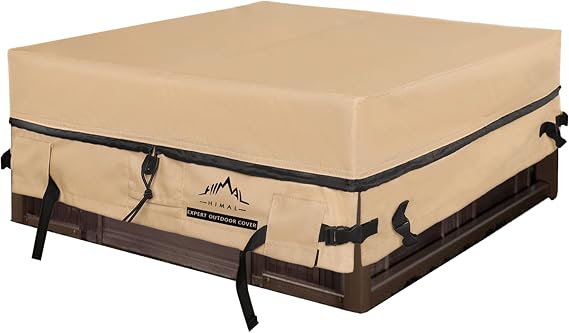 Himal Square Hot Tub Cover - Heavy Duty 600D Polyester Waterproof,UV Protection SPA Cover for Hot Tub(85 x 85 inch,Beige)