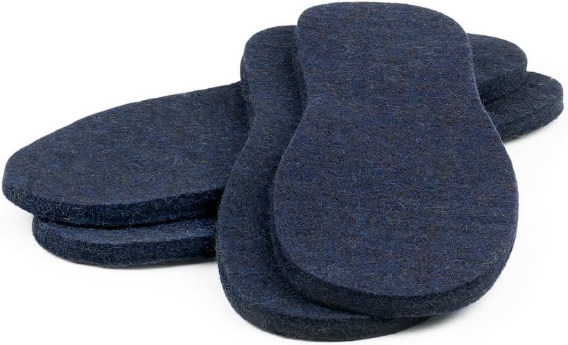 The Felt Store Wool Felt Insoles for Men and Women 8mm Long-Lasting Shoe Inserts with Cushioning, Adjustable, Warm Wool Boot Insoles for Winter, 2 Pair