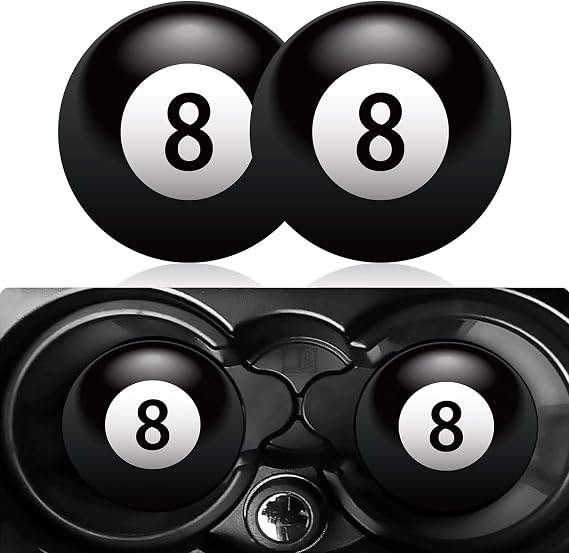 Car Cup Holder Coasters, 2 Pack 2.75" Silicone Cup Holder Insert, Universal Non-Slip Cup Holders, Car Accessories Interior for Women and Man - Billiards Black 8 (Black-8)
