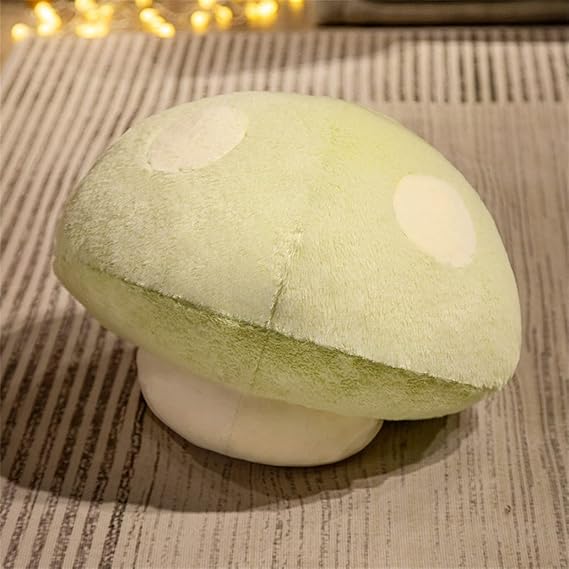 ELONEL Mushroom Plush Pillow, Plush Bed Sofa Cushion Lovely Gift Desk Room Decoration Plant Pillow (35cm/13.7inch, Light Green)