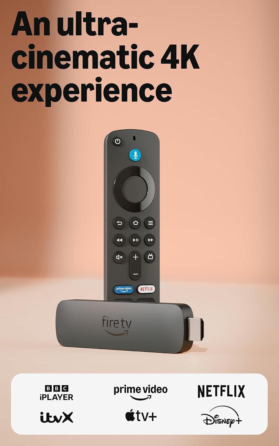 Amazon Fire TV Stick 4K Plus streaming device, supports Wi-Fi 6, Dolby Vision/Atmos, HDR10+, find TV programmes faster with Alexa+