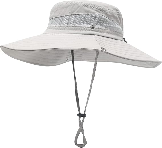 ZLYC Men Waterproof Camo Sun Hat Wide Brim Mesh Fishing Bucket Hat