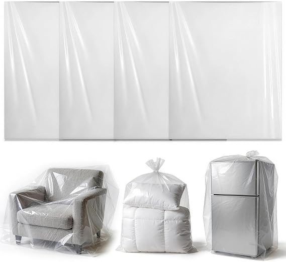 4 Pcs Extra Large Clear Plastic Storage Bags 150x150cm for Clothes