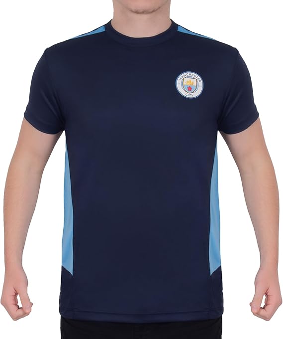 Manchester City Football Club Official Gift Mens Poly Training Kit T-Shirt