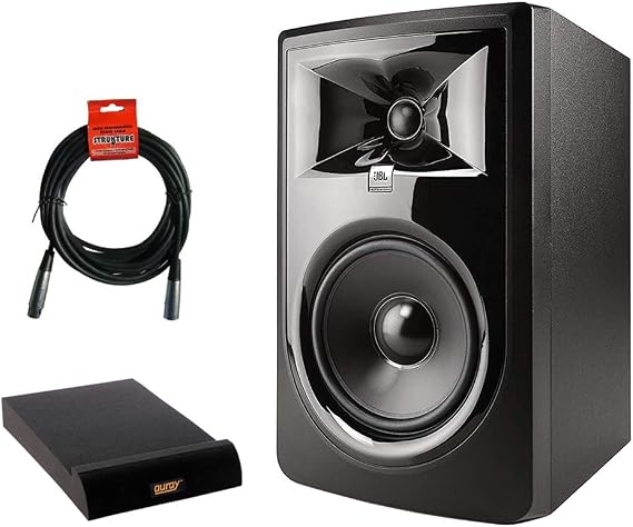 JBL 306P MkII Powered 6.5" Two-Way Studio Monitor with IP-M Isolation Pad (Medium, Single) & 20' XLR Cable Bundle