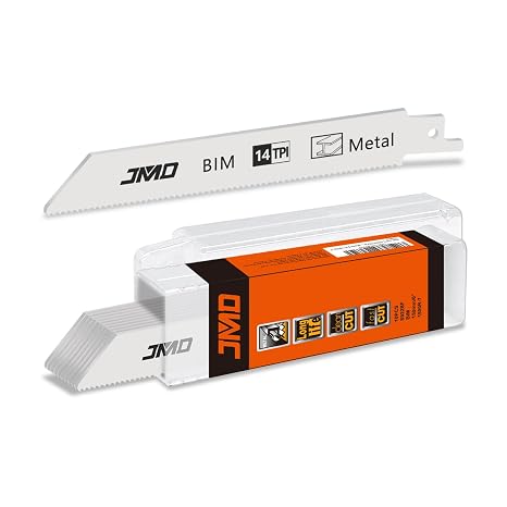 JMD 10-Piece S922BF 6-Inch BIM Reciprocating Saw Blades Thick Metal 14TPI