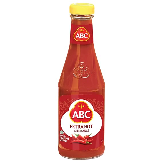 ABC Extra Hot Chili Sauce, 11.3 Oz, Spicy Sriracha Style Sambal, No MSG, Umami Flavor, Indonesian BBQ Dip Made with Chili & Garlic