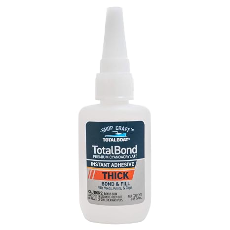 TotalBoat TotalBond Clear Super Glue Adhesive, Thick CA Glue - 2 oz Bottle