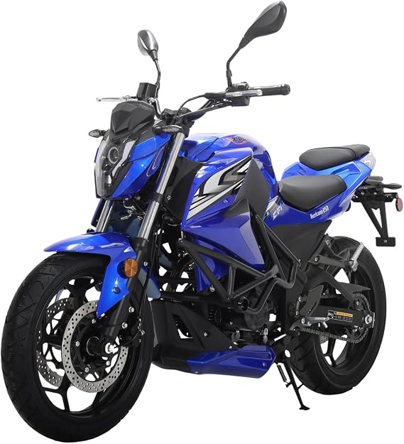X-PRO Hurricane 250 Electronic Fuel Injection Street Motorcycle with 6-Speed Manual Transmission, Electric Start! 17" Wheels! Assembled In Crate! (Blue)
