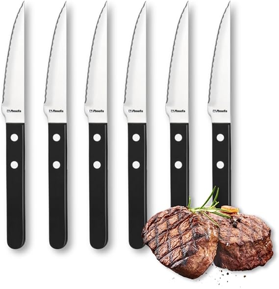 Amefa Pizza Steak Knife Set of 6 Serrated Edge 13/0 Blade Steel