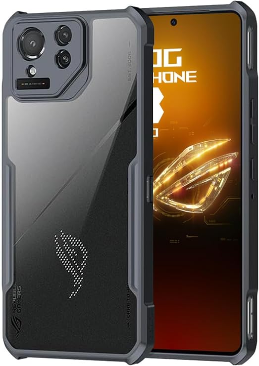 ASUS ROG Phone 8 Pro Case, Ultimate Case, ROG Phone 8pro Case, ASUS Cover, Smartphone Case, Clear Back Case, Rugged TPU Rubber Hybrid Cover, Transparent, Clear, Shockproof, Back Case,  US Military MIL