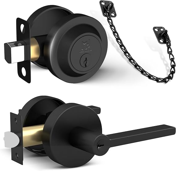 MEGA HANDLES Ralph Collection - Reversible Entrance Combo + Transom Chain (Matte Black)