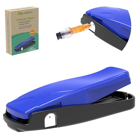 Needle-Clipping Needle Clipper for Syringe, Sharps Disposal Container Fit Home and Travel, Compatible with Sharps Metal Needle(Blue)