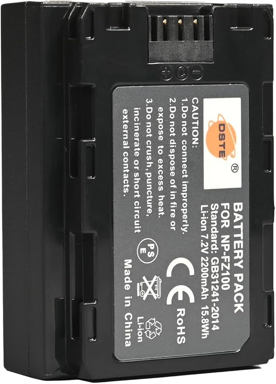 DSTE NP-FZ100 Battery Compatible with Sony FX1, ZV-E1, a6600, A9, A9 II, A7R III, A7R IV, A7S III, A7 III, A7 IV, A7C, A1, FX3, FX30 Camera