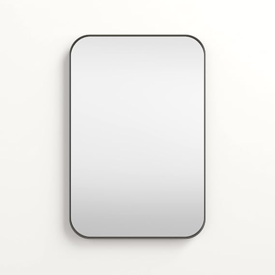 Better Bevel 20" x 30" Bronze Metal Framed Mirror | Rectangle Bathroom Wall Mirror | Rounded Corner