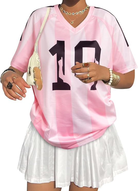 Soccer Cup 2026 Jersey Shirts for Women Mexico Jersey USA Jersey Pink Soccer Mom Tshirts Y2k V Neck Short Sleeve Top