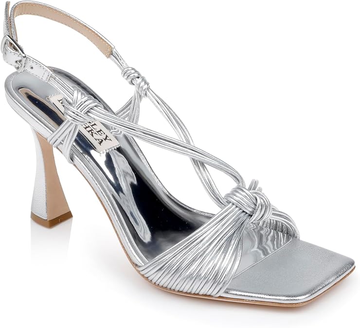 Badgley Mischka Women's Carmine Leather Knot-detail Slingback Sandal