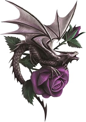 2 PCS Dragon and Purple Rose Vinyl Decal - Waterproof Removable Stickers for Car, Motorcycle, Truck - Fantasy Floral Decorative Sticker for Laptop A-198