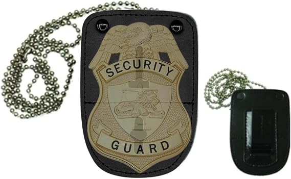 Hero's Pride Universal U Shape Badge Holder, Standard Issue Leather Shield Case, Spring Clip and Neck Chain, Hook Fastener, 3" x 4-1/4"