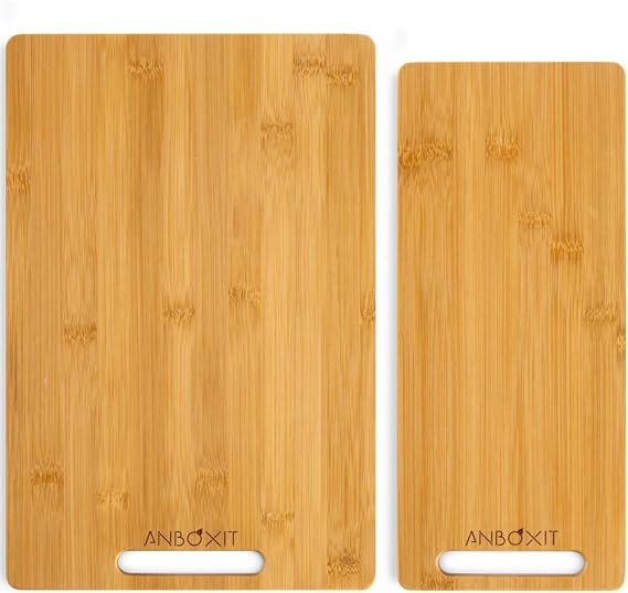 ANBOXIT Appliance Slider, Deep - Medium & Deep - Small, Bamboo Sliding Tray for Coffee Maker, Kitchen Countertop Appliance Rolling Tray, Coffee Pot Slider Tray with Rubber Wheels