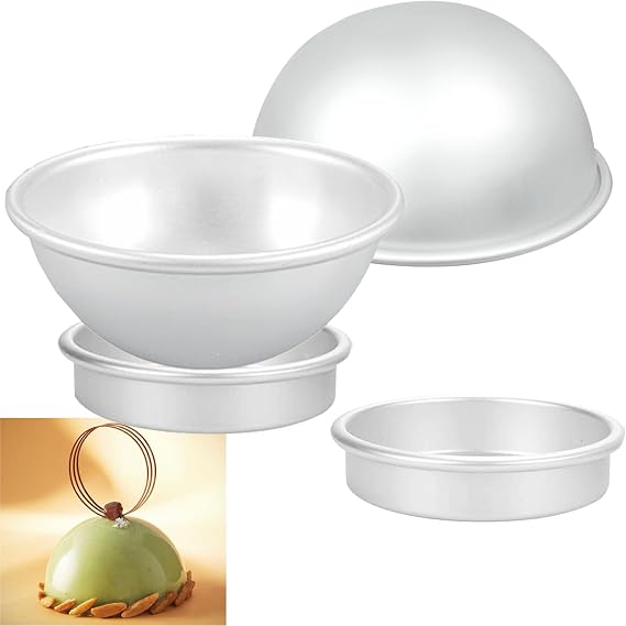 2 Pcs Cake Sphere Pan 6.5 Inche 3D Half Sports Ball Cake Pan Anodized Aluminum Hemisphere for Birthday Create Any Ball Shaped Cake DIY