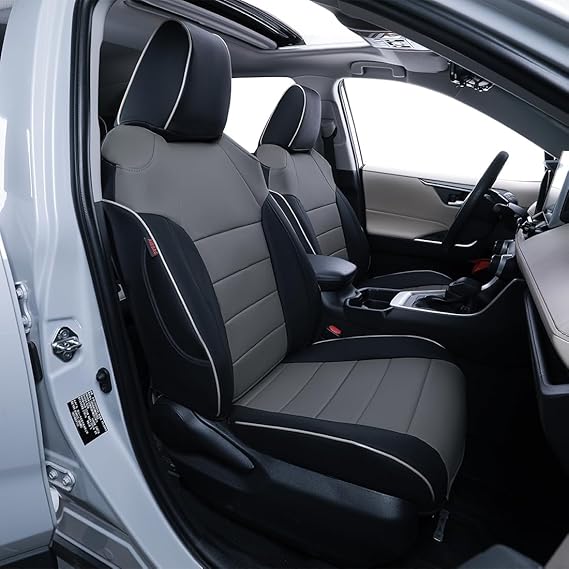 EKR Corolla Cross Seat Covers Custom Fit for Toyota Corolla Cross(No Hybrid) 2022 2023 2024 2025 2026 XLE (Rear 40/60 Split W/Armrest) Car Seat Covers Full Set,Faux Leather(Black/Gray)