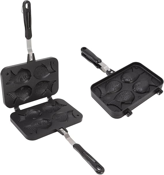 Takoyaki Pan, Taiyaki Fish Waffle Maker Double Waffle Pan Takoyaki Maker Taiyaki Pans Japanese Fish Shaped Pancake Pot Waffles Baking Molds for Home Cooking Party Dessert