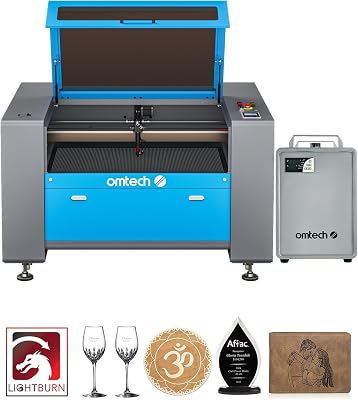 OMTech 100W CO2 Laser Engraver with LightBurn Water Chiller, 24x40 Laser Engraving Cutting Machine with Autofocus Autolift 2 Way Pass Air Assist, Industrial Laser Cutter for Wood Glass Acrylic