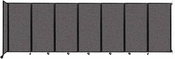 Wall-Mounted Folding Room Divider 360 | Adjustable Widths | Locking Wheels | Room Separator | Up to 19'6" Wide x 6' Tall Charcoal Gray Fabric Panels