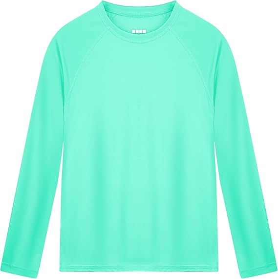 Boys Rash Guard Long Sleeve UPF 50+ Kids Swim Shirts Youth Quick Dry Sun Water Shirt for Fishing