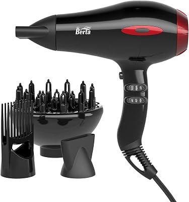 Professional Hair Dryer, 1875W Tourmaline Ceramic Blow Dryer with Concentrators, Negative Ionic Blower Fast Drying with 2 Speed and 3 Heat Setting Black