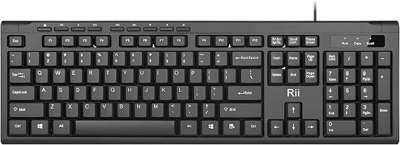 Rii RK907 Ultra-Slim Compact USB Wired Keyboard for MAC and PC-Black(1PCS)